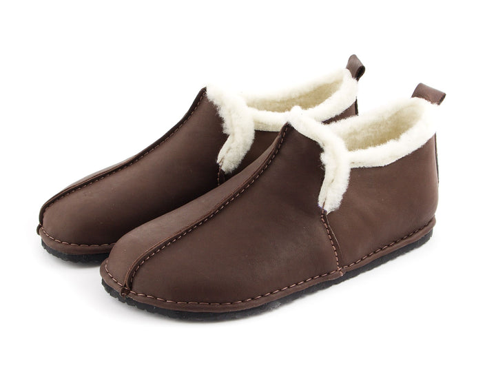 Wool Barefoot slippers - dark brown