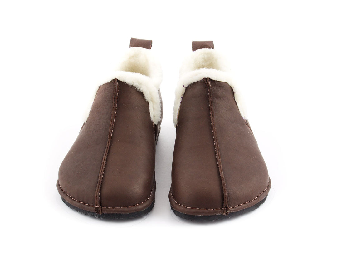 Wool Barefoot slippers - dark brown