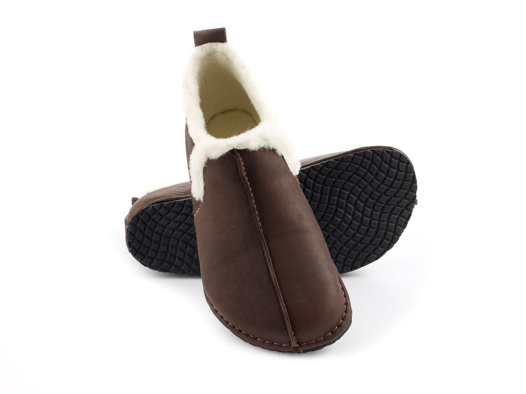 Wool Barefoot slippers - dark brown