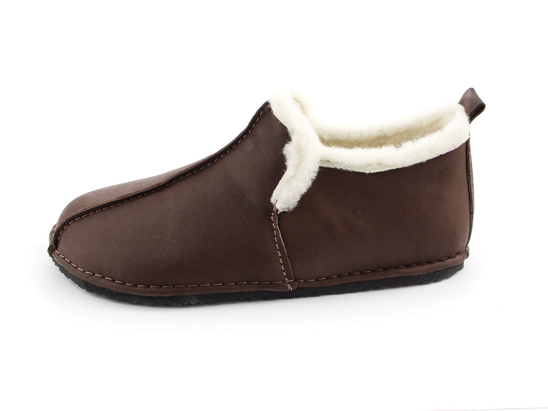 Wool Barefoot slippers - dark brown